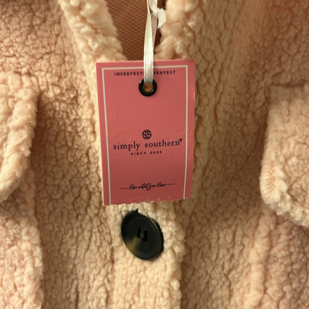 Simply Southern Teddy Sherpa Shacket NWT XXL Pink Cozy Jacket - Picture 6 of 11